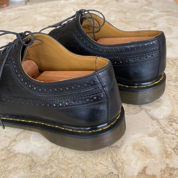 Dr. Martens 11845 Yellow Stitch Leather Wingtip Brogues - Picture 11 of 16